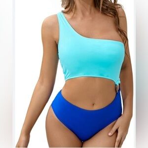 As Rose Rich Blue One Piece Swimsuit Large NWT